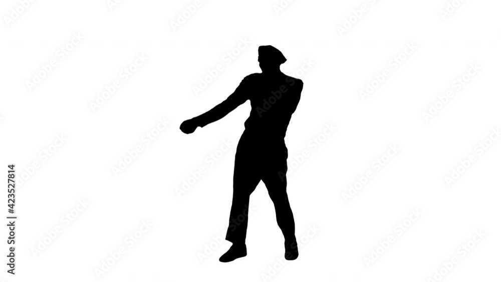 Silhouette Male mime artist performing pulling virtual rope. Silhouette Male mime artist performing pulling virtual rope.
