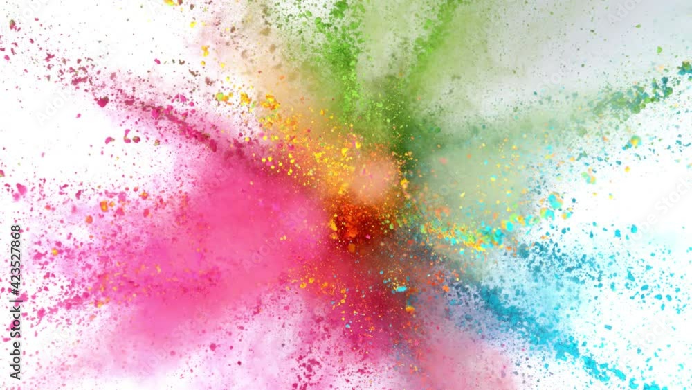 Super slow motion of coloured powder explosion isolated on white background. Filmed on high speed cinema camera, 1000fps. Super slow motion of coloured powder explosion isolated on white background. Filmed on high speed cinema camera, 1000fps.
