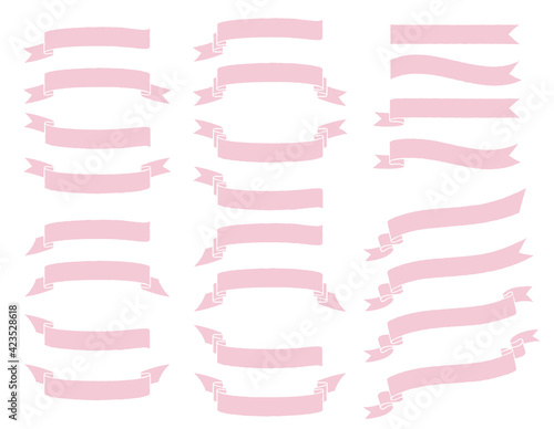 シンプルなピンクのリボンデザインのセット