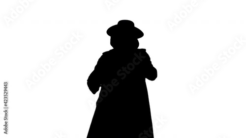Silhouette Anonymous wearing Guy Fawkes vendetta mask calling you to join him.