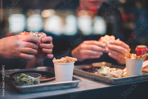 Friends having hamburgers