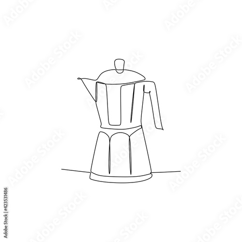 Moka pot coffee maker  -  continuous one line drawing