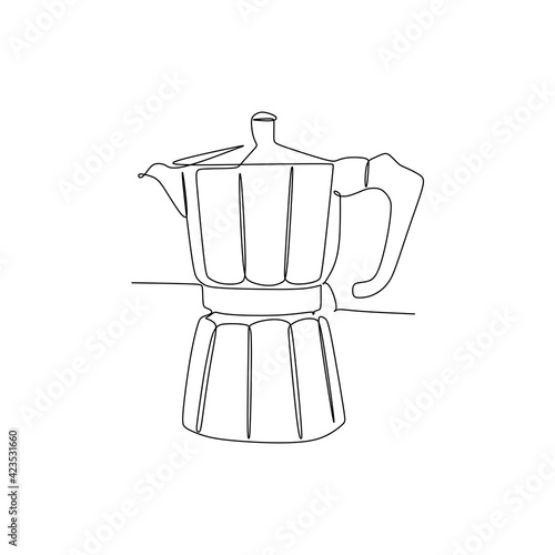 Moka pot coffee maker  -  continuous one line drawing