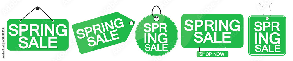 Fototapeta premium Set Spring Sale banners, discount tags design template, vector illustration