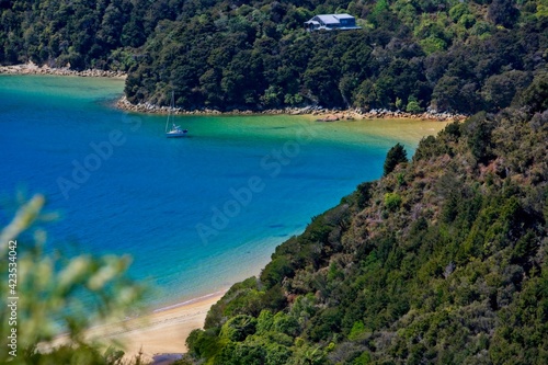 beautiful beach blue sea and yacht © rory