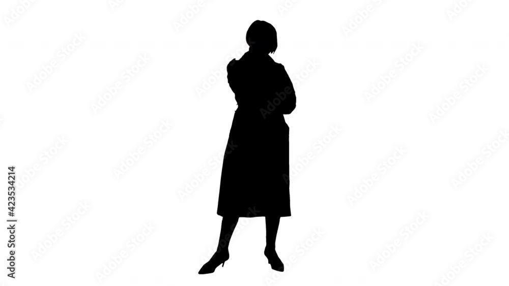 Silhouette Grandmother calling. Loving fashionable modern grandmother wearing pink trench coat making a call. Silhouette Grandmother calling. Loving fashionable modern grandmother wearing pink trench coat making a call.