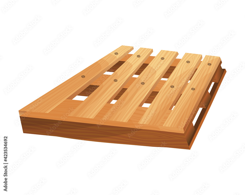 Wooden pallet. Platform for freight transportation. Cargo logistics and distribution. Cartoon wood pallet vector icon for web design Wooden pallet. Platform for freight transportation. Cargo logistics and distribution. Cartoon wood pallet vector icon for web design