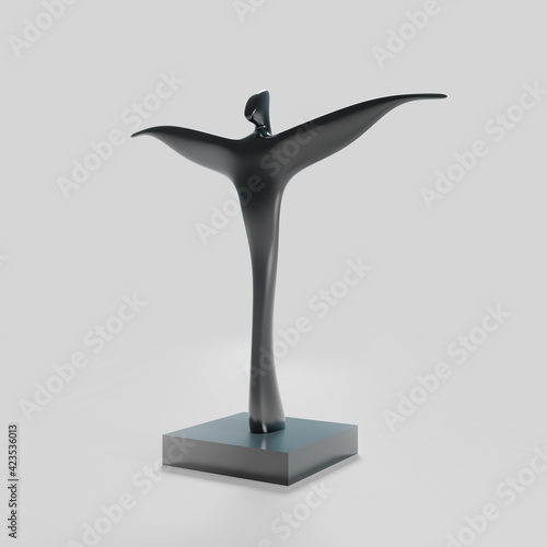 Abstract Statue 3D Model, Bird Shape , Metal Structure (3D Render)