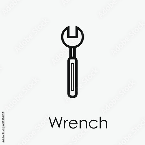 Wrench vector icon. Editable stroke. Linear style sign for use on web design and mobile apps, logo. Symbol illustration. Pixel vector graphics - Vector