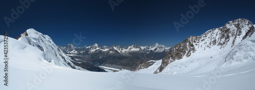 Picturesque view of mountains. Lyskamm at Monte Rosa massif. © Angel