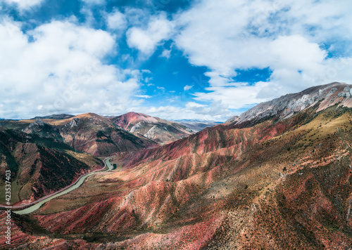 Aerial photography of mountains and clouds along the Yunnan-Tibet route