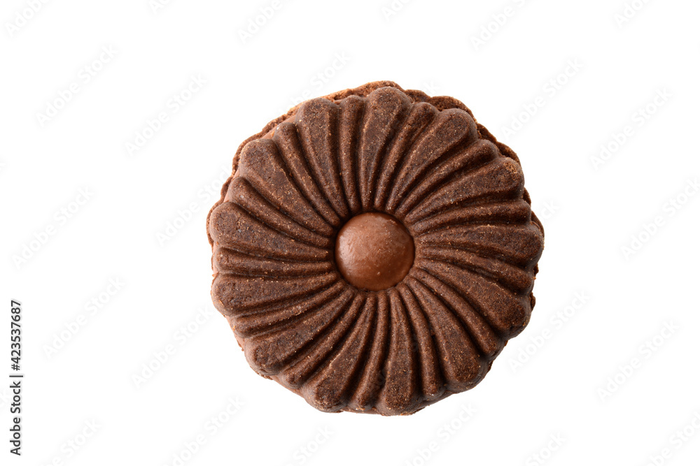 isolated chocolate fudge swirl cookie on white isolated chocolate fudge swirl cookie on white
