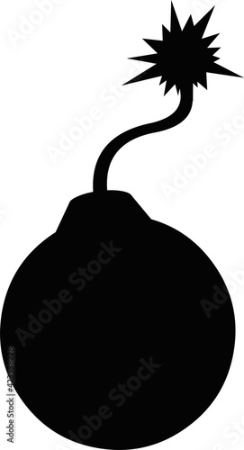 Vector illustration of black silhouette of a bomb