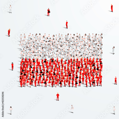 Poland Flag. A large group of people form to create the shape of the Poland flag. Vector Illustration.