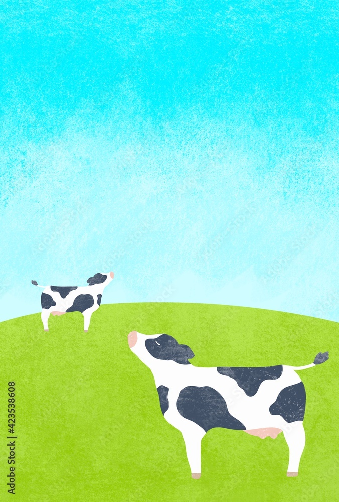 お天気な日に草原で佇む牛さんのイラスト Stock Illustration Adobe Stock お天気な日に草原で佇む牛さんのイラスト Stock Illustration Adobe Stock