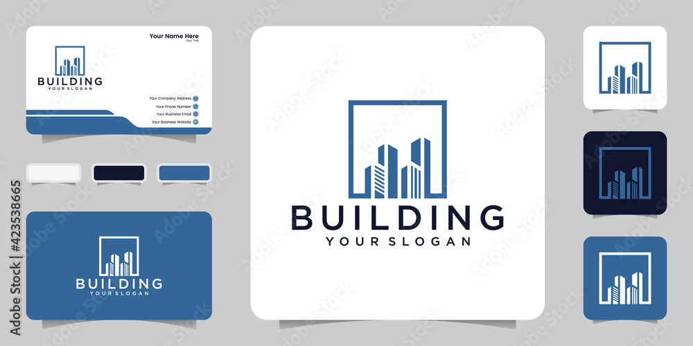 Fototapeta premium building logo design template and business card