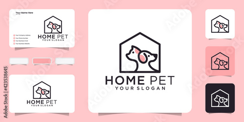 pet house logo design template and business card