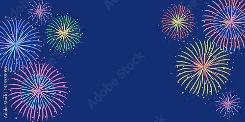 花火のフレームのベクターイラスト背景(風景、コピースペース)