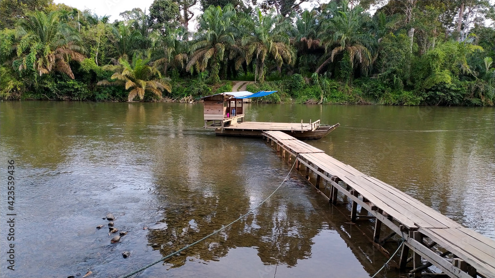 Wooden Boat for crossing people on river