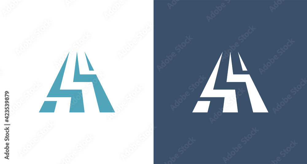 Modern and abstract letter AS monogram in triangle shape Modern and abstract letter AS monogram in triangle shape