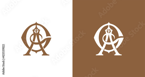 Luxury and stylish letter AG and diamond, tower monogram logo photo
