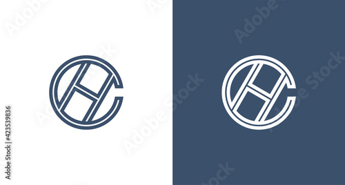 Modern and elegant letter C and H monogram logo in a circle shape