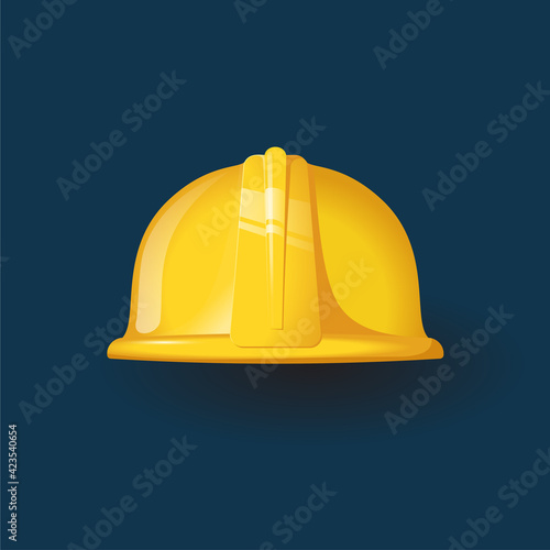 Yellow worker helmet icon Flat style