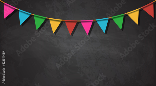 Festive back with flags on the rope