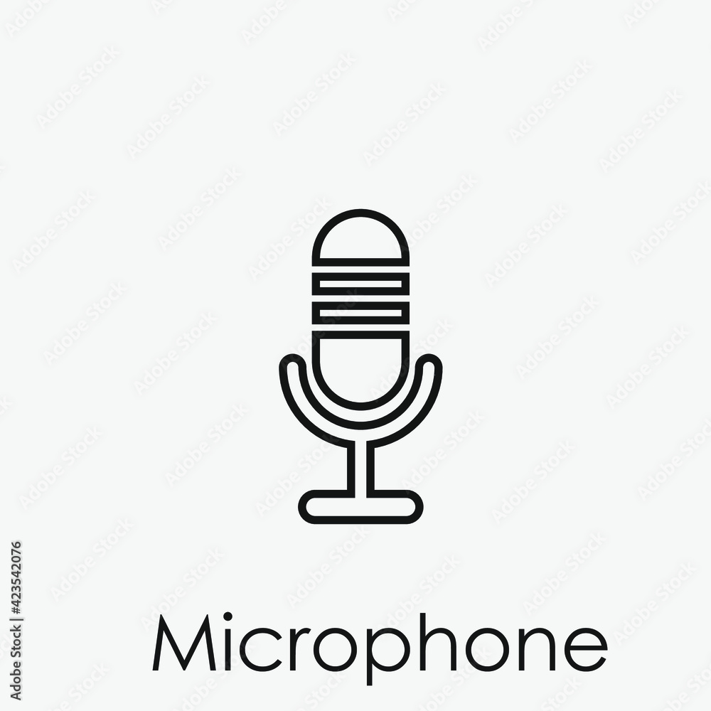 Microphone vector icon. Editable stroke. Linear style sign for use on web design and mobile apps, logo. Symbol illustration. Pixel vector graphics - Vector Microphone vector icon. Editable stroke. Linear style sign for use on web design and mobile apps, logo. Symbol illustration. Pixel vector graphics - Vector