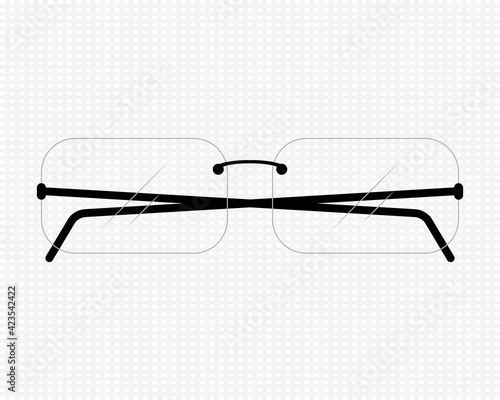 Mens rimless glasses with transparent lenses. Vector Illustration on transparent background. 