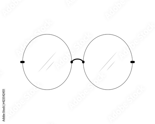 Rimless glasses with oval lenses. Isolated vector illustration on white background.
