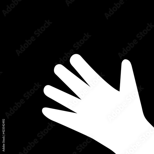 White glove. Vector clipart. Black and white illustration.