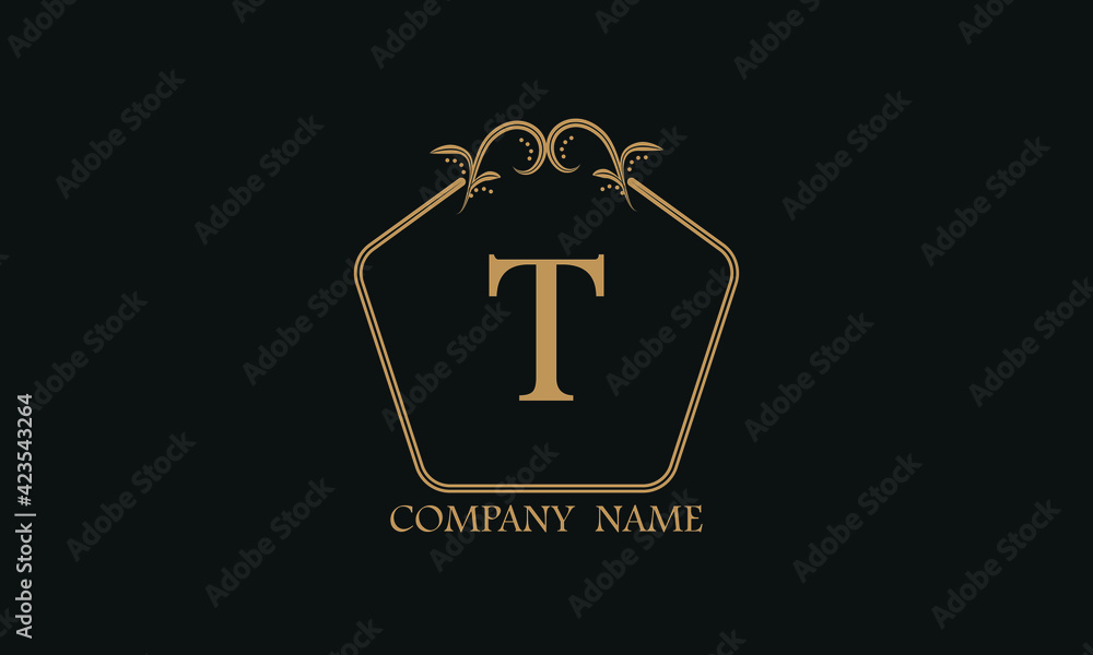 A simple exquisite monogram with the alphabet letter T. Can be used as a logo for a company, boutique, restaurant, business. A simple exquisite monogram with the alphabet letter T. Can be used as a logo for a company, boutique, restaurant, business.