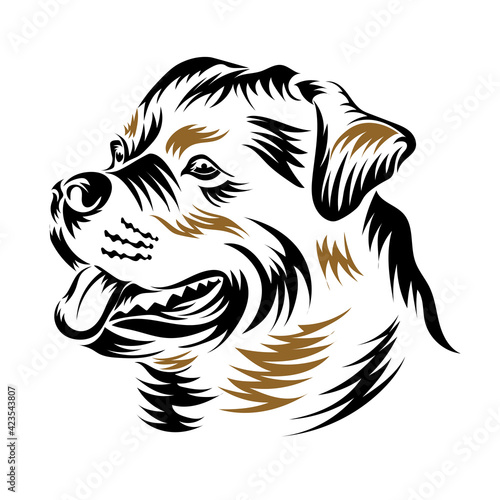 Rottweiler dog vector illustration in woodcut style design, perfect for breeder logo and tshirt design