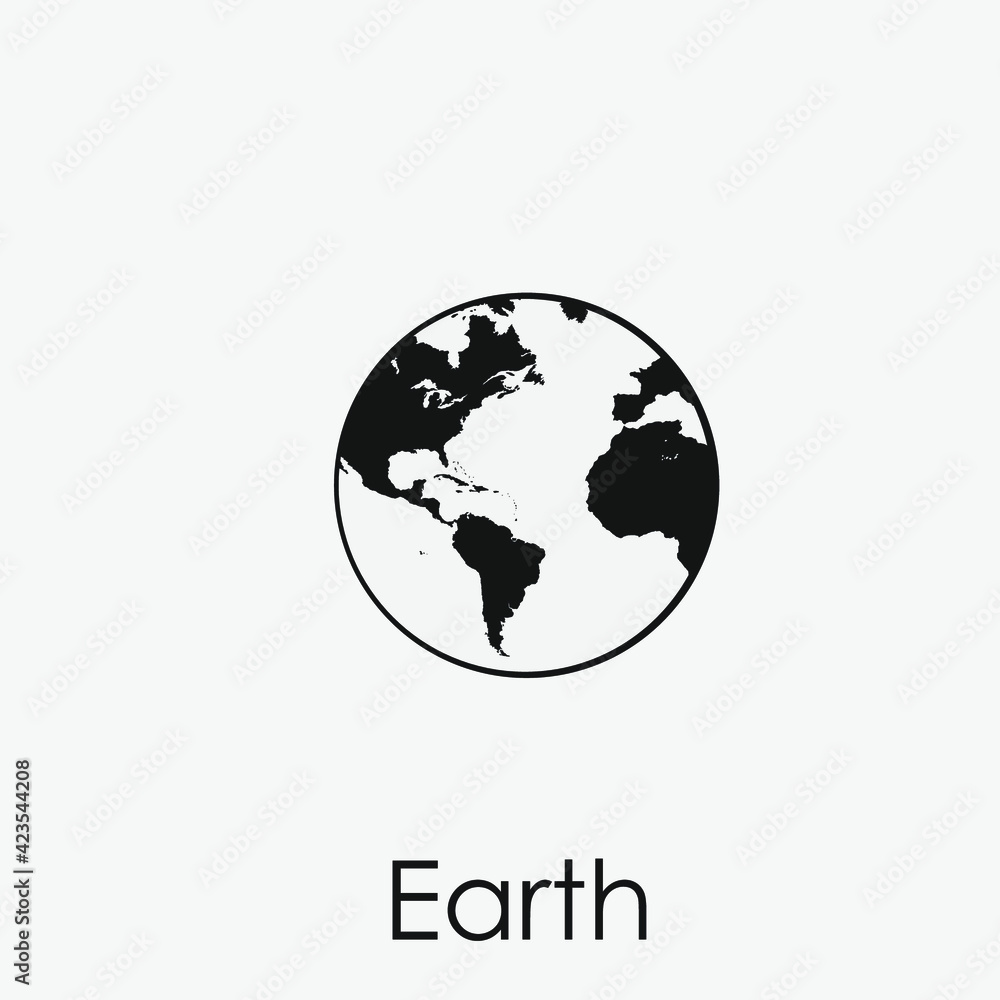 Earth vector icon.  Editable stroke. Linear style sign for use on web design and mobile apps, logo. Symbol illustration. Pixel vector graphics - Vector
