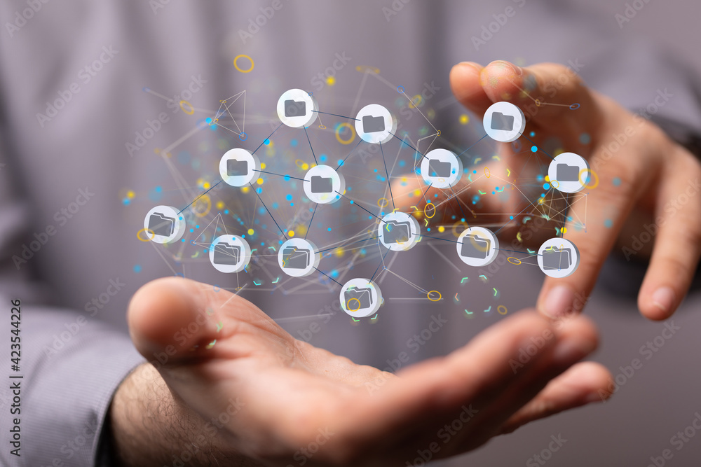Augmented Analytics Data cloud storage network from lines, triangles and particle style design. Illustration Augmented Analytics Data cloud storage network from lines, triangles and particle style design. Illustration
