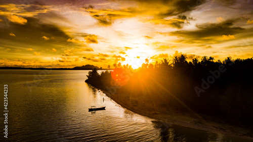 sunset over the island
