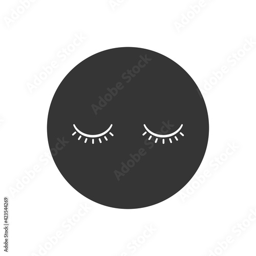 Closed eyes white icon. Makeup and eyelid symbol. Flat design. Stock Vector illustration
