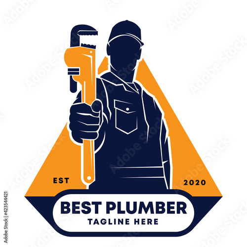 Plumberman logoin silhouette style photo