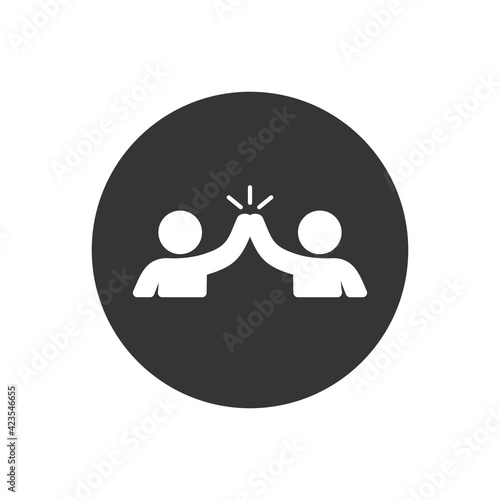 High five hand gesture silhouette white icon. Friendship. Friends. Isolated vector.