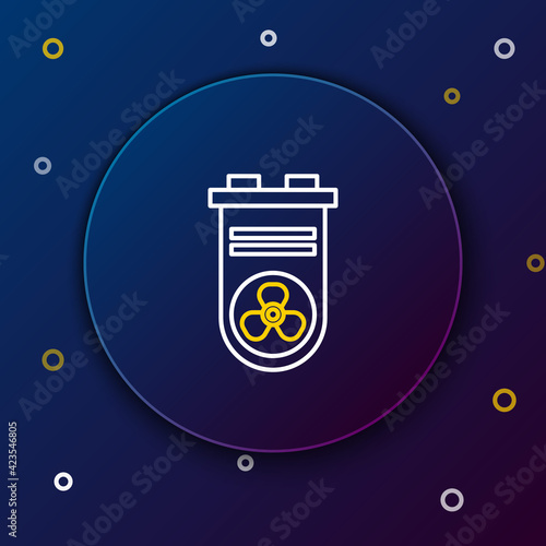 Line Video graphic card icon isolated on blue background. Colorful outline concept. Vector