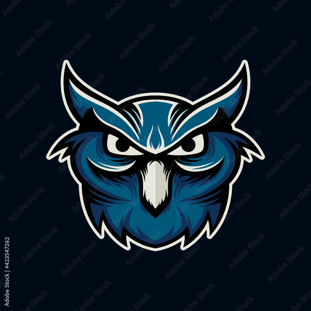 Owl head mascot gaming logo