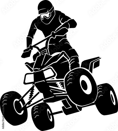 Mid Air All Terrain Vehicle or ATV Silhouette Illustration