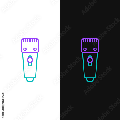 Line Electrical hair clipper or shaver icon isolated on white and black background. Barbershop symbol. Colorful outline concept. Vector