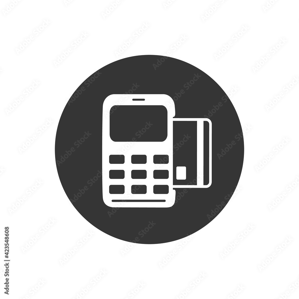 Vector credit card machine white icon in flat Vector credit card machine white icon in flat
