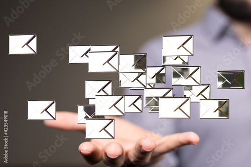  email icon concept in hand background