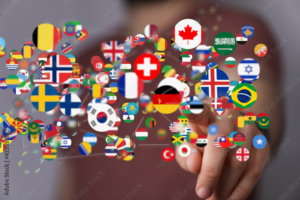 World map with all states and their flags,3d render. World map with all states and their flags,3d render.