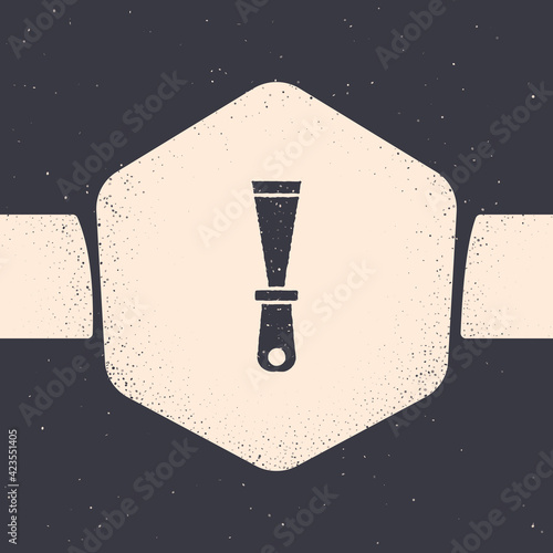 Grunge Putty knife icon isolated on grey background. Spatula repair tool. Spackling or paint instruments. Monochrome vintage drawing. Vector