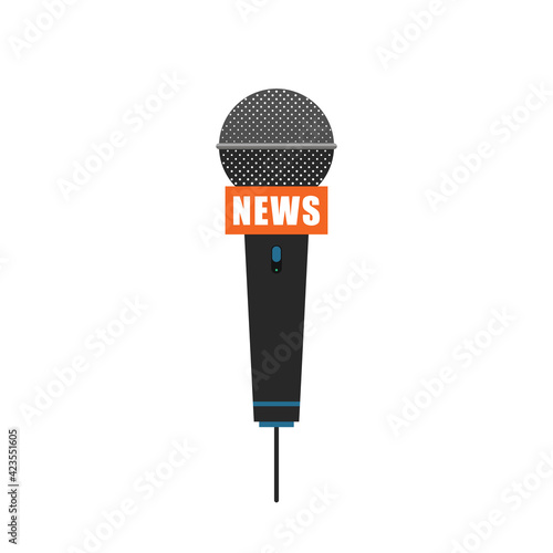 Microphone image. Radio and TV news. Vector illustration.