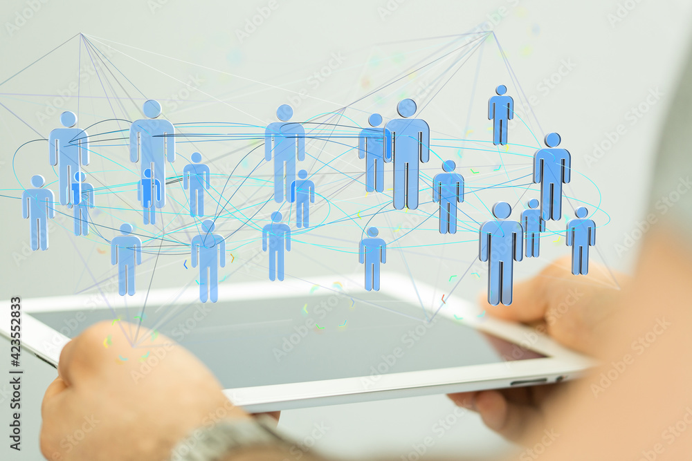 Business people silhouettes network team Business people silhouettes network team